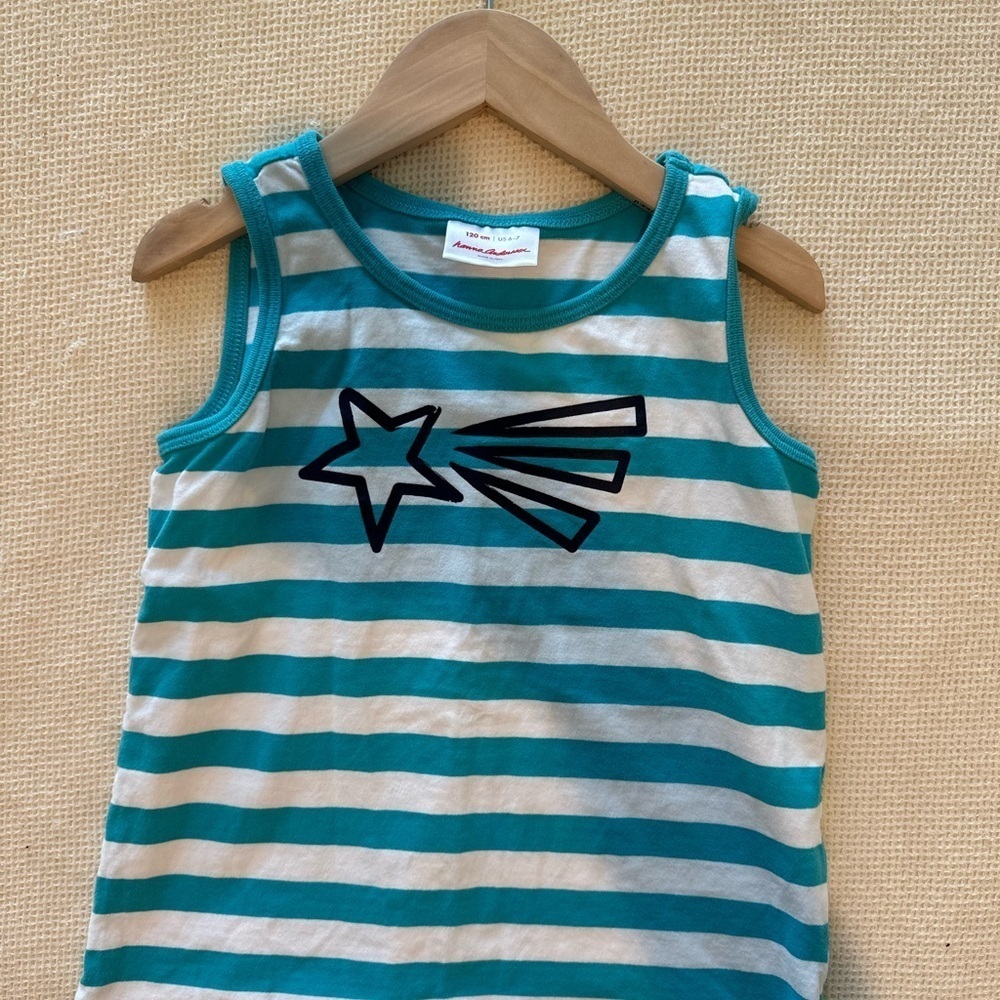 Hanna‎ Anderson Striped Teal and White Kids Tank Top